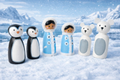 Lot de personnages bois "Famille Inuits & Animaux Polaires"