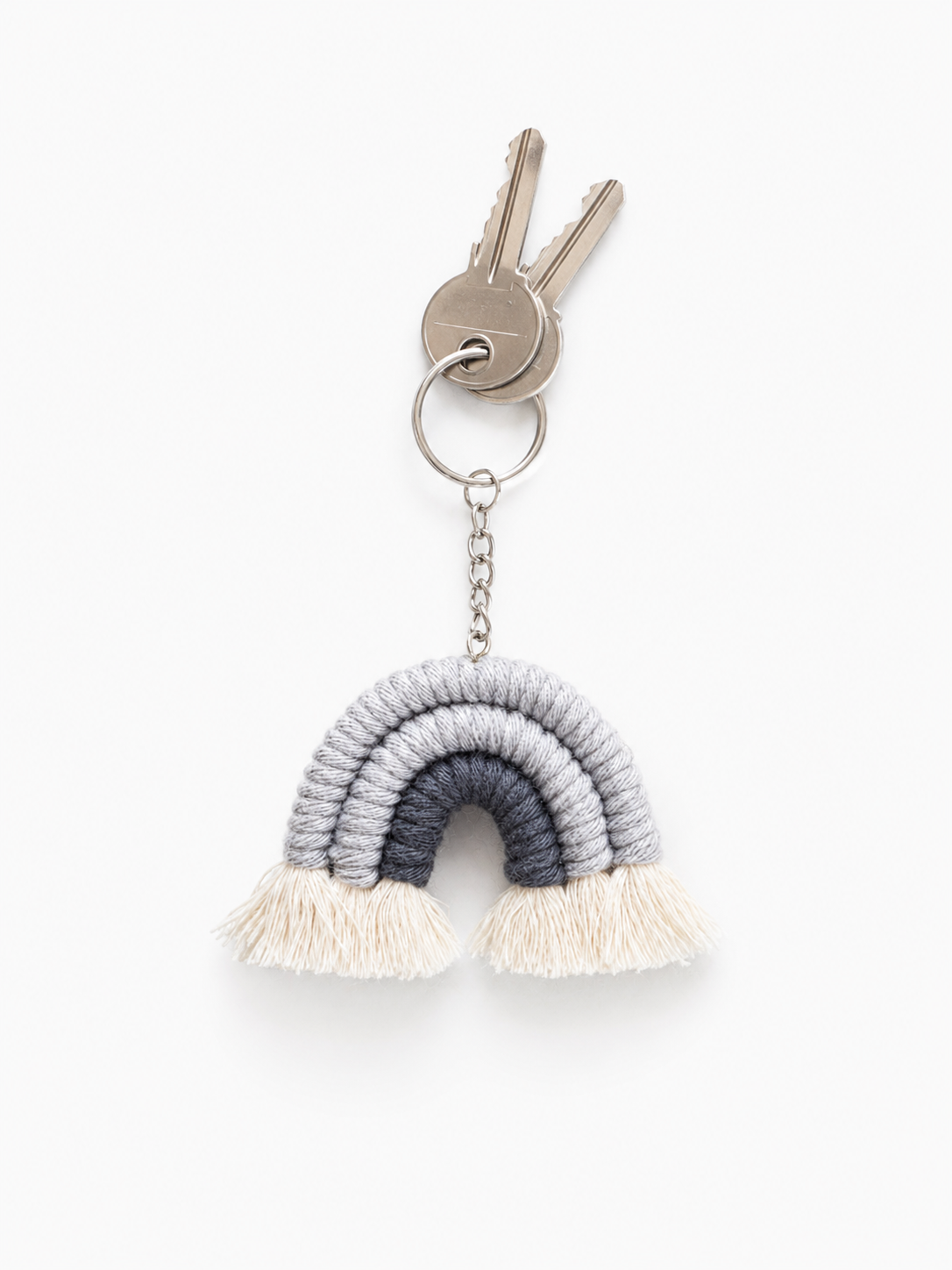 Porte-clés arc-en-ciel macramé
