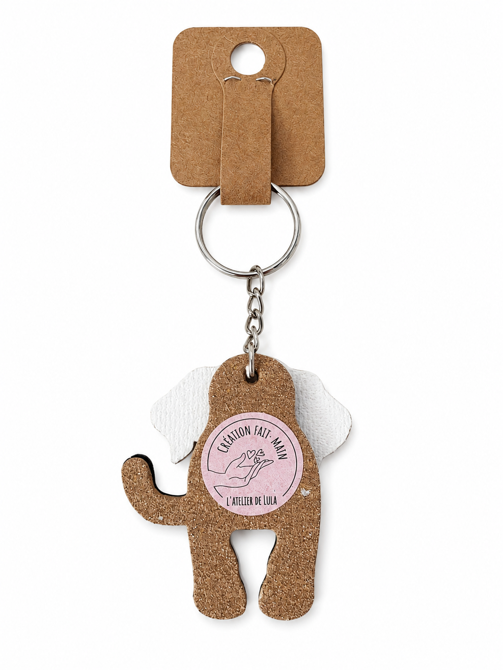 Porte-clés chien simili cuir