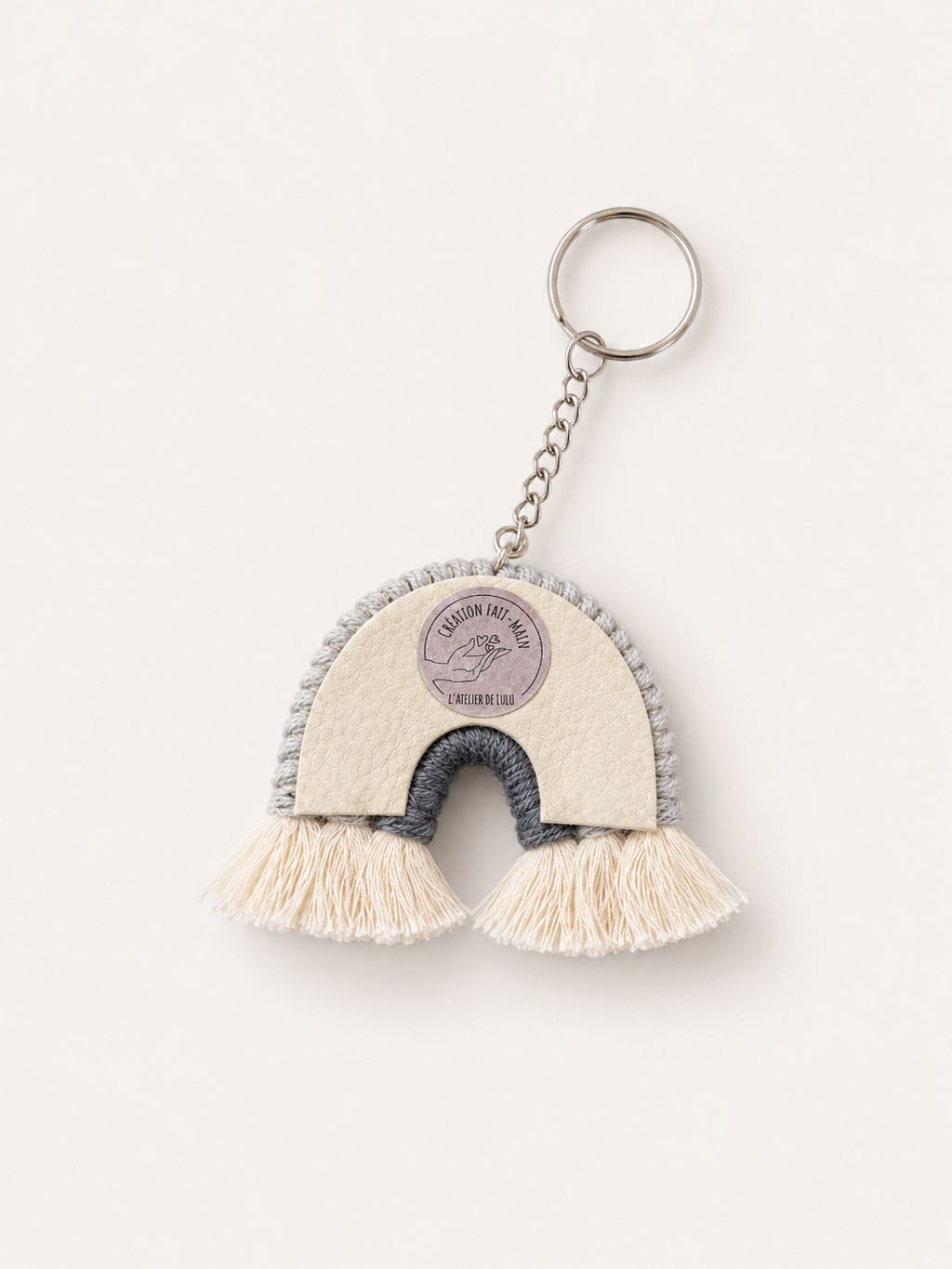 Porte-clés arc-en-ciel macramé