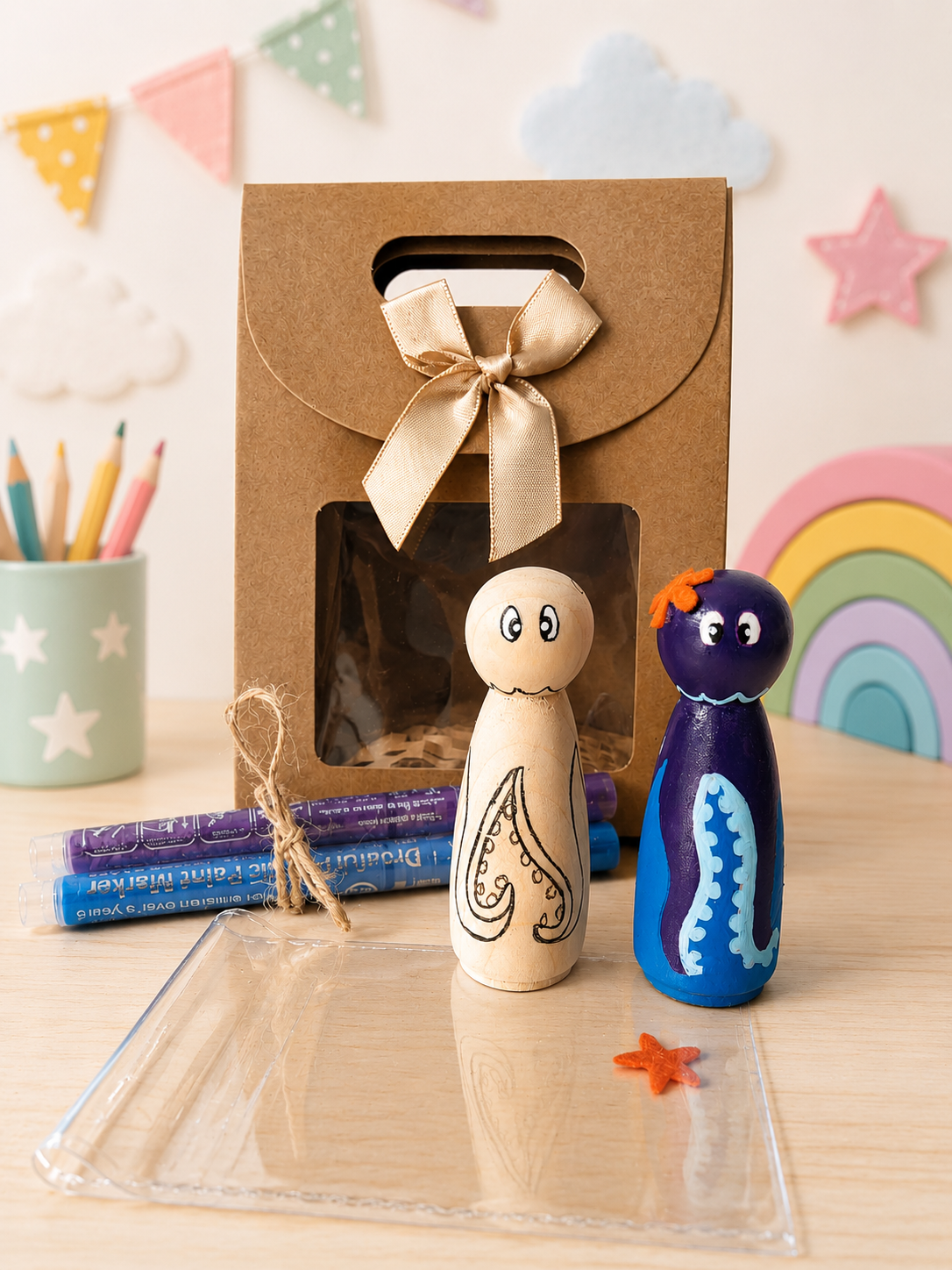 Kit créatif personnage bois "La pieuvre"